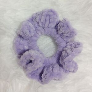 Crochet Scrunchie Plush Lavender Purple Velvety Hair Scrunchie New